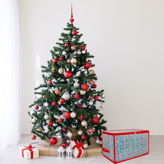 20.5" Red & Clear Transparent Zip Up Christmas Storage Box
